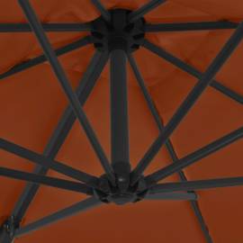 Umbrelă în consolă cu stâlp din oțel, cărămiziu, 250x250 cm, 2 image