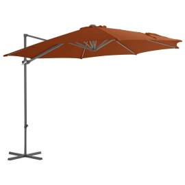 Umbrelă în consolă cu stâlp din oțel, cărămiziu, 300 cm