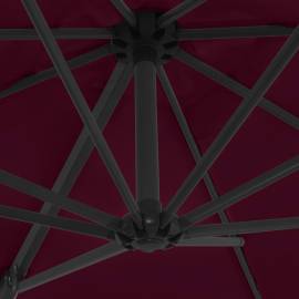 Umbrelă în consolă cu stâlp din oțel, roșu bordo, 250x250 cm, 2 image