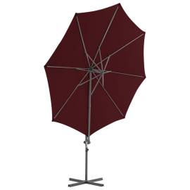Umbrelă în consolă cu stâlp din oțel, roșu bordo, 300 cm, 4 image