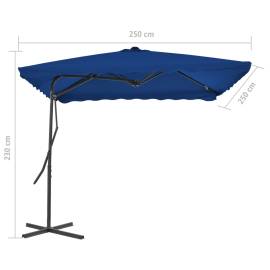 Umbrelă de exterior cu stâlp din oțel, albastru, 250x250x230 cm, 6 image