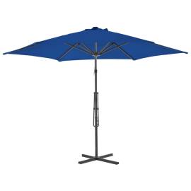 Umbrelă de exterior cu stâlp din oțel, albastru, 300 x 230 cm, 4 image