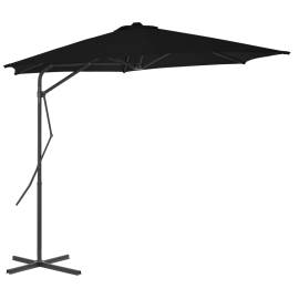 Umbrelă de exterior cu stâlp din oțel, negru, 300x230 cm, 3 image