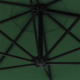 Umbrelă soare led montaj pe perete stâlp metal verde 300 cm, 9 image