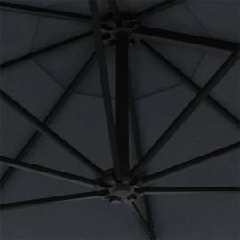 Umbrelă soare montaj pe perete led stâlp metal antracit 300 cm, 8 image