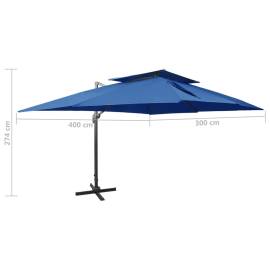Umbrelă suspendată, acoperiș dublu, albastru azuriu, 400x300 cm, 9 image