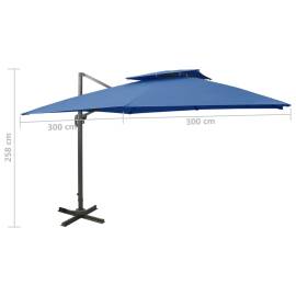 Umbrelă suspendată cu înveliș dublu, albastru azuriu, 300x300cm, 9 image