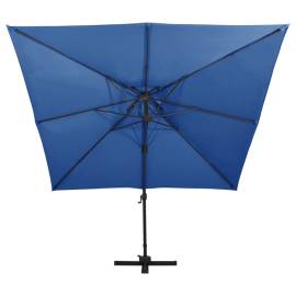 Umbrelă suspendată cu înveliș dublu, albastru azuriu, 300x300cm, 4 image