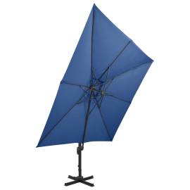 Umbrelă suspendată cu înveliș dublu, albastru azuriu, 300x300cm, 3 image
