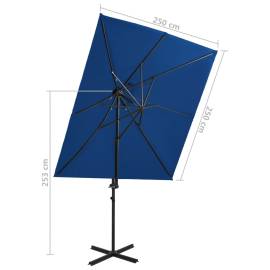 Umbrelă suspendată cu înveliș dublu, albastru azuriu 250x250 cm, 8 image
