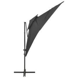 Umbrelă suspendată cu înveliș dublu, antracit, 250x250 cm, 4 image