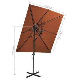Umbrelă suspendată cu înveliș dublu, cărămiziu, 250x250 cm, 8 image