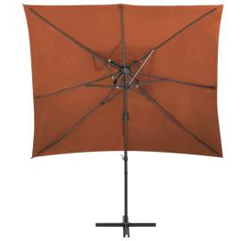 Umbrelă suspendată cu înveliș dublu, cărămiziu, 250x250 cm, 3 image