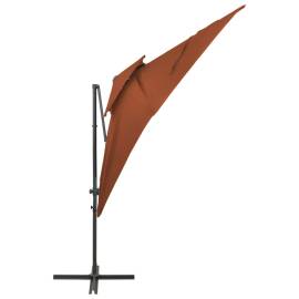 Umbrelă suspendată cu înveliș dublu, cărămiziu, 250x250 cm, 4 image