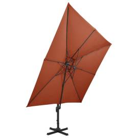 Umbrelă suspendată cu înveliș dublu, cărămiziu, 300x300 cm, 4 image