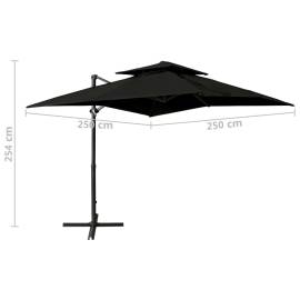 Umbrelă suspendată cu înveliș dublu, negru, 250x250 cm, 8 image
