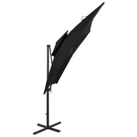 Umbrelă suspendată cu înveliș dublu, negru, 250x250 cm, 4 image