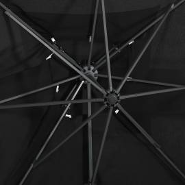 Umbrelă suspendată cu înveliș dublu, negru, 250x250 cm, 2 image