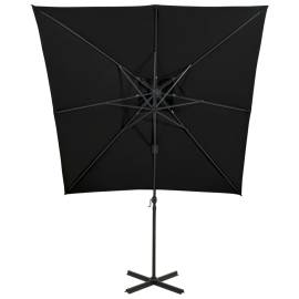 Umbrelă suspendată cu înveliș dublu, negru, 250x250 cm, 5 image