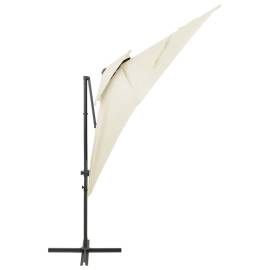 Umbrelă suspendată cu înveliș dublu, nisipiu, 250x250 cm, 4 image