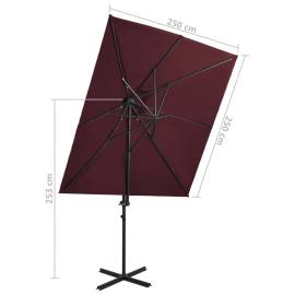 Umbrelă suspendată cu înveliș dublu, roșu bordo, 250x250 cm, 8 image