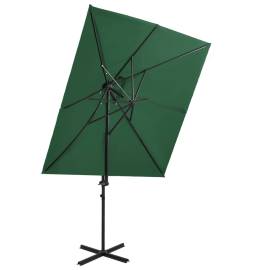 Umbrelă suspendată cu înveliș dublu, verde, 250x250 cm