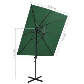 Umbrelă suspendată cu înveliș dublu, verde, 250x250 cm, 8 image