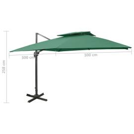 Umbrelă suspendată cu înveliș dublu, verde, 300x300 cm, 9 image
