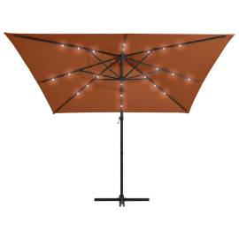 Umbrelă suspendată cu led-uri, cărămiziu, 250x250 cm, 5 image
