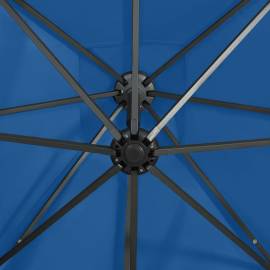 Umbrelă suspendată cu stâlp și led-uri, albastru azuriu, 250 cm, 2 image