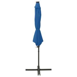 Umbrelă suspendată cu stâlp și led-uri, albastru azuriu, 300 cm, 3 image