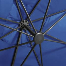 Umbrelă suspendată cu stâlp și led-uri, albastru azuriu, 300 cm, 2 image