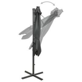 Umbrelă suspendată cu stâlp și led-uri, antracit, 250 cm, 8 image