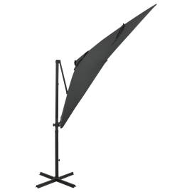 Umbrelă suspendată cu stâlp și led-uri, antracit, 250 cm, 3 image