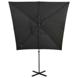 Umbrelă suspendată cu stâlp și led-uri, antracit, 250 cm, 6 image