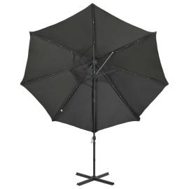 Umbrelă suspendată cu stâlp și led-uri, antracit, 300 cm, 6 image