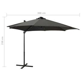 Umbrelă suspendată cu stâlp și led-uri, antracit, 300 cm, 11 image