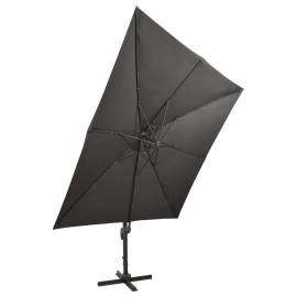 Umbrelă suspendată cu stâlp și led-uri, antracit, 300 cm, 5 image