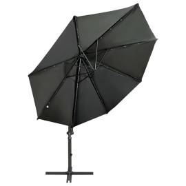 Umbrelă suspendată cu stâlp și led-uri, antracit, 300 cm, 4 image