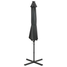 Umbrelă suspendată cu stâlp și led-uri, antracit, 300 cm, 7 image