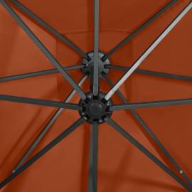 Umbrelă suspendată cu stâlp și led-uri, cărămiziu, 250 cm, 8 image