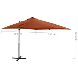 Umbrelă suspendată cu stâlp și led-uri, cărămiziu, 250 cm, 11 image