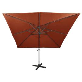 Umbrelă suspendată cu stâlp și led-uri, cărămiziu, 300 cm, 4 image