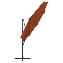 Umbrelă suspendată cu stâlp și led-uri, cărămiziu, 300 cm, 8 image