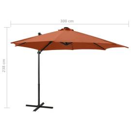 Umbrelă suspendată cu stâlp și led-uri, cărămiziu, 300 cm, 10 image