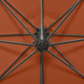 Umbrelă suspendată cu stâlp și led-uri, cărămiziu, 300 cm, 2 image