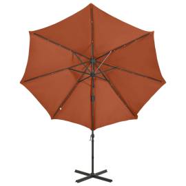 Umbrelă suspendată cu stâlp și led-uri, cărămiziu, 300 cm, 5 image