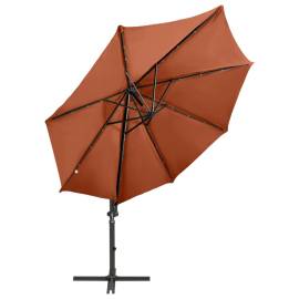 Umbrelă suspendată cu stâlp și led-uri, cărămiziu, 300 cm, 3 image