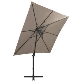 Umbrelă suspendată cu stâlp și led-uri, gri taupe, 250 cm, 5 image