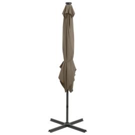 Umbrelă suspendată cu stâlp și led-uri, gri taupe, 250 cm, 8 image